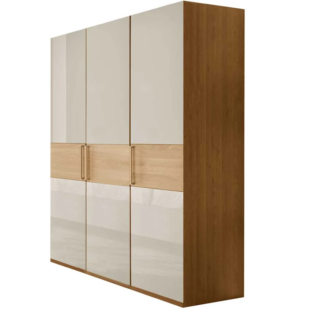 Wohnen Drehtürenschrank mit Glasfront in Beige - Emdsiva