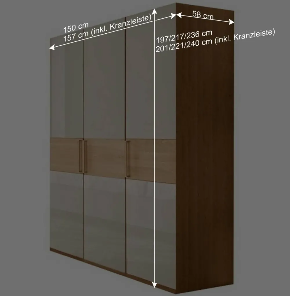 Wohnen Drehtürenschrank mit Glasfront in Beige - Emdsiva