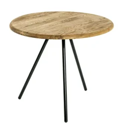 Wohnen Schwarze Möbel|Naturholzmöbel*Dreibein Beistelltisch mit Holzplatte aus Eiche - Berga