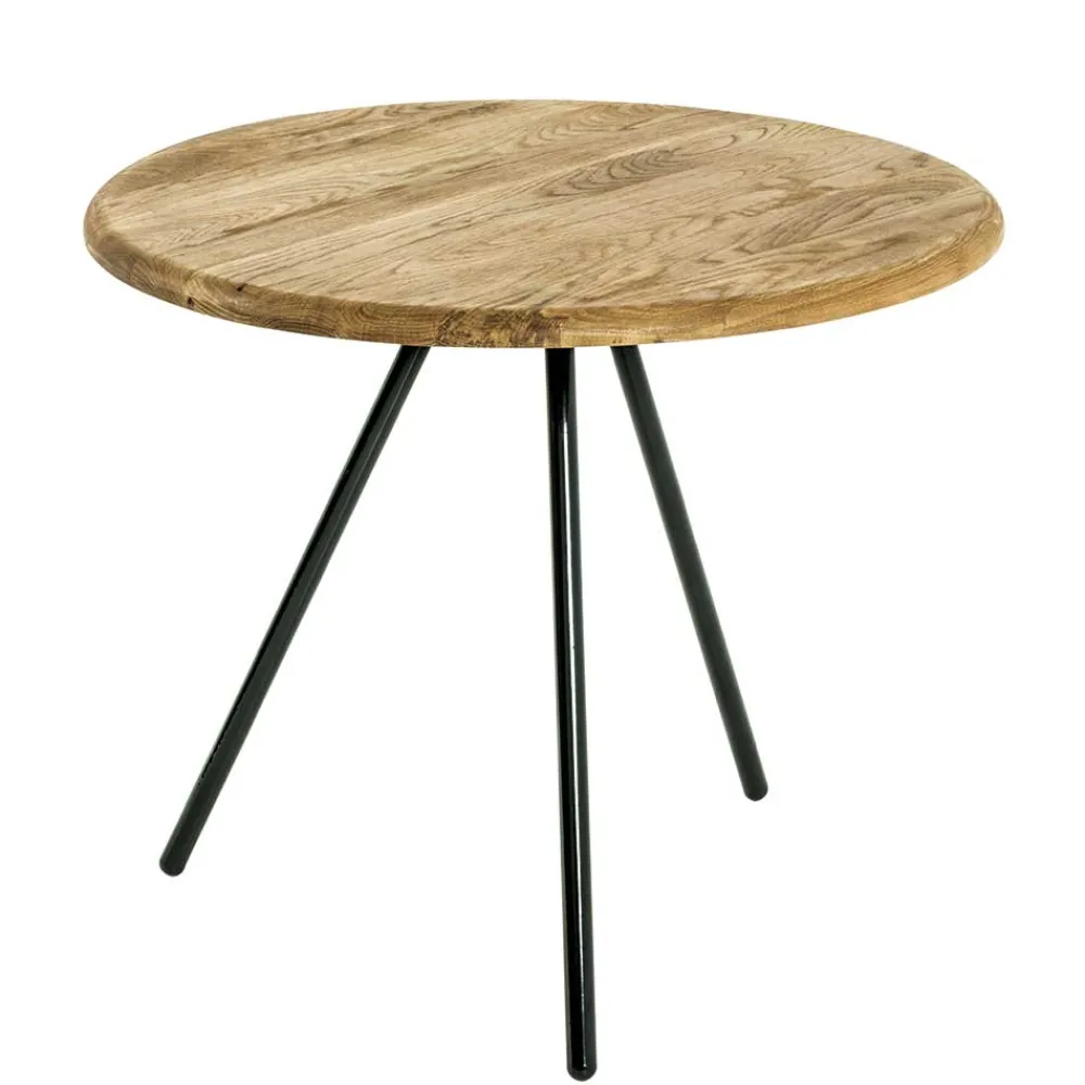 Wohnen Schwarze Möbel|Naturholzmöbel*Dreibein Beistelltisch mit Holzplatte aus Eiche - Berga