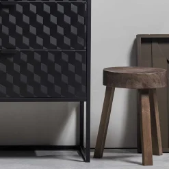 Wohnen Dreibein Hocker in Dunkelbraun - Abelynta (2er Set)