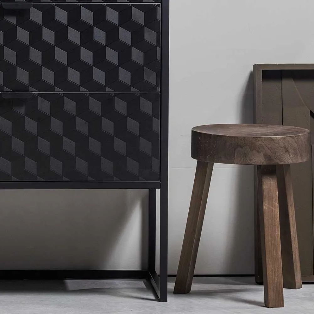 Wohnen Dreibein Hocker in Dunkelbraun - Abelynta (2er Set)