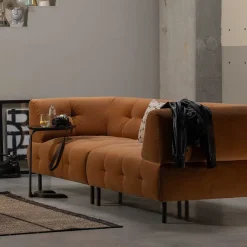 Wohnen Dreier Sofa mit Armlehnen in Hellbraun - Label