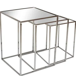 Wohnen Telefontische*Drei-Satz-Glastische mit Bügelgestell - Giulia (dreiteilig)