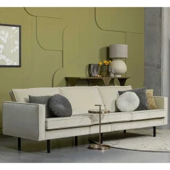 Wohnen Dreisitzer Couch in Graugrün Samtbezug - Vontada