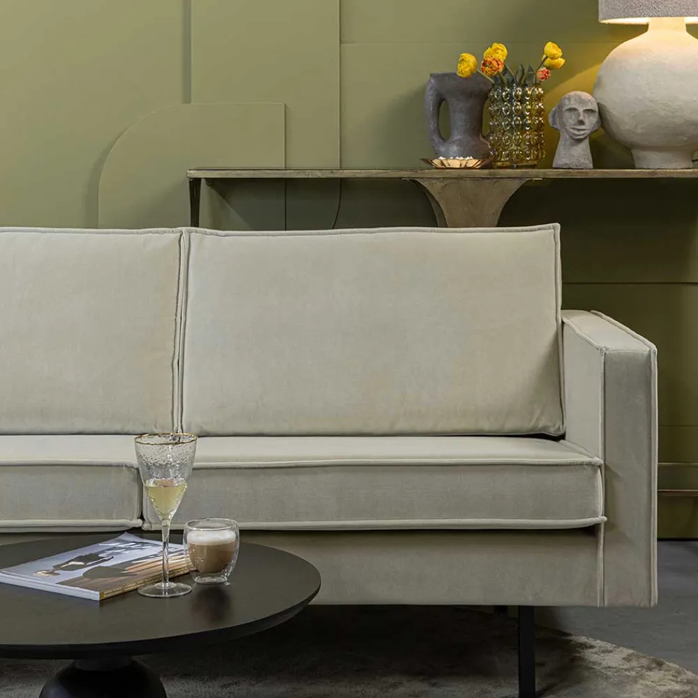 Wohnen Dreisitzer Couch in Graugrün Samtbezug - Vontada