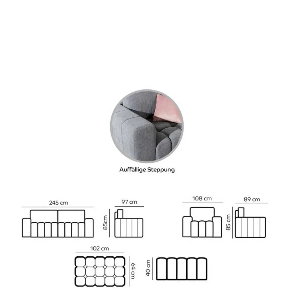 Wohnen Dreisitzer Couch mit Bettfunktion und Stauraum - Snella