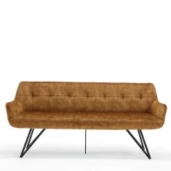 Wohnen Küchenbänke|Esszimmerbänke*Dreisitzer Esstisch Polsterbank in Ocker Velours - Cacassa