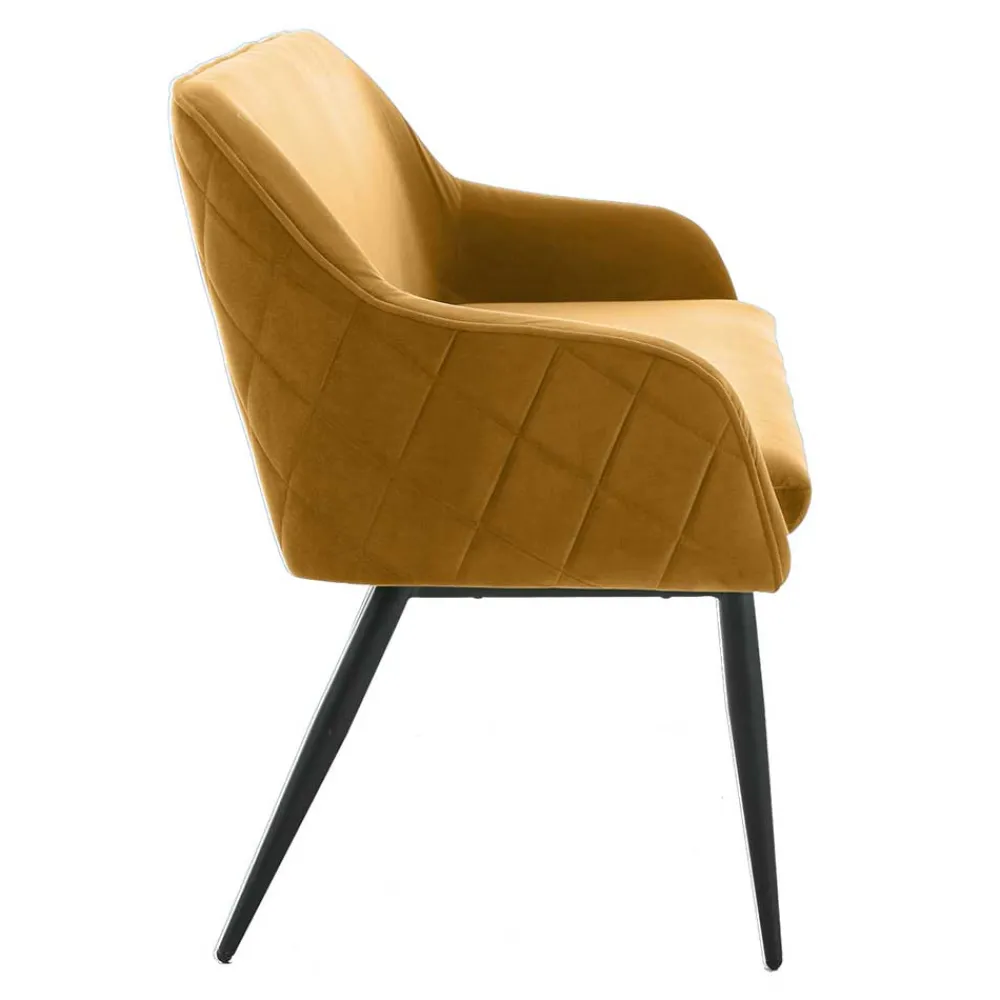 Wohnen Dreisitzer Esstischbank in Senfgelb Samt - Ligurian