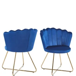 Wohnen Dunkelblaue Muschelstühle aus Samt - Ryan (2er Set)