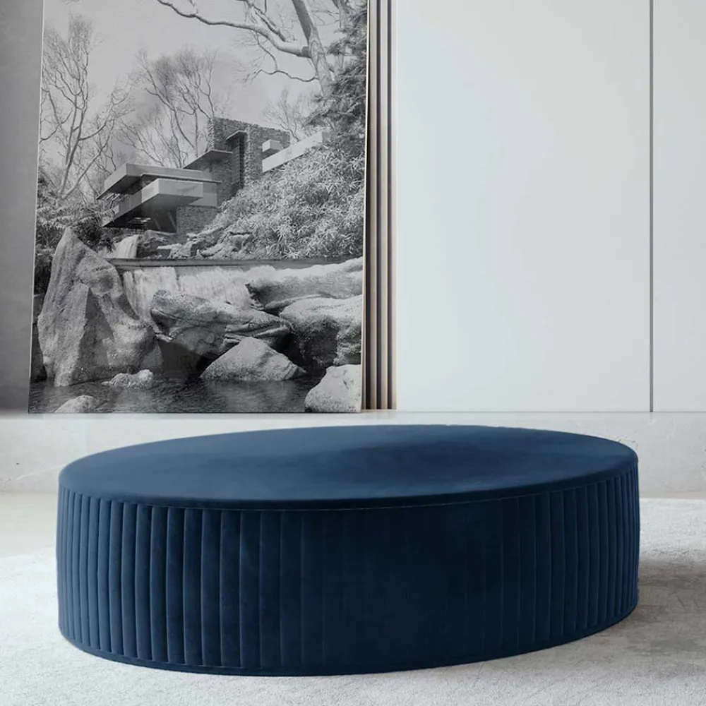 Wohnen Sessel & Hocker|Hocker*Dunkelblauer Polsterhocker mit 27 cm Höhe - Stem