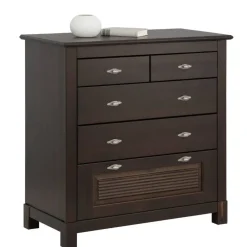 Wohnen Flurkommoden*Dunkelbraune Kommode mit fünf Schubladen - Sikulav
