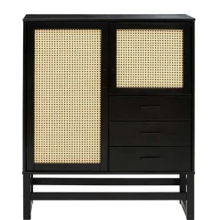 Wohnen Dunkelbraunes Highboard mit Wiener Geflecht - Santiana