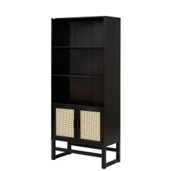Wohnen Dunkelbraunes Holzregal mit Wiener Geflecht Natur - Idamoro