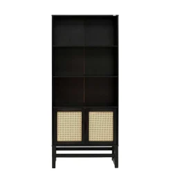 Wohnen Dunkelbraunes Holzregal mit Wiener Geflecht Natur - Idamoro