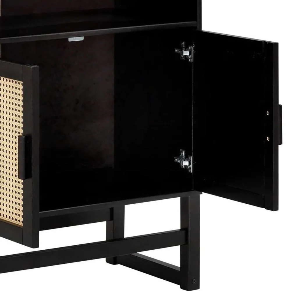 Wohnen Dunkelbraunes Holzregal mit Wiener Geflecht Natur - Idamoro