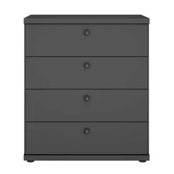 Wohnen Graue Möbel|Landhausmöbel*Dunkelgraue Kommode mit vier Schubladen - Mataram