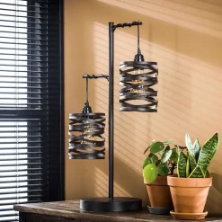 Wohnen Lampen & Leuchten*Dunkelgraue Tischleuchte 2-flammig - Bonisa