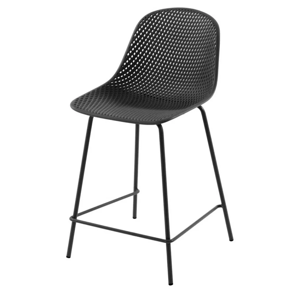 Wohnen Barhocker*Dunkelgraue Tresenstühle mit Sitzschale - Malka (4er Set)