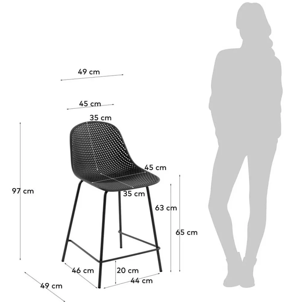 Wohnen Barhocker*Dunkelgraue Tresenstühle mit Sitzschale - Malka (4er Set)