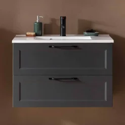 Wohnen Dunkelgraue Waschkonsole mit Einlassbecken - Novelya