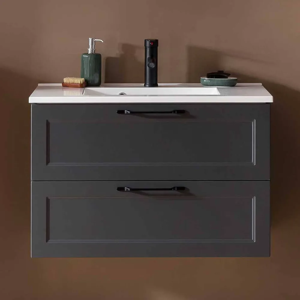 Wohnen Dunkelgraue Waschkonsole mit Einlassbecken - Novelya