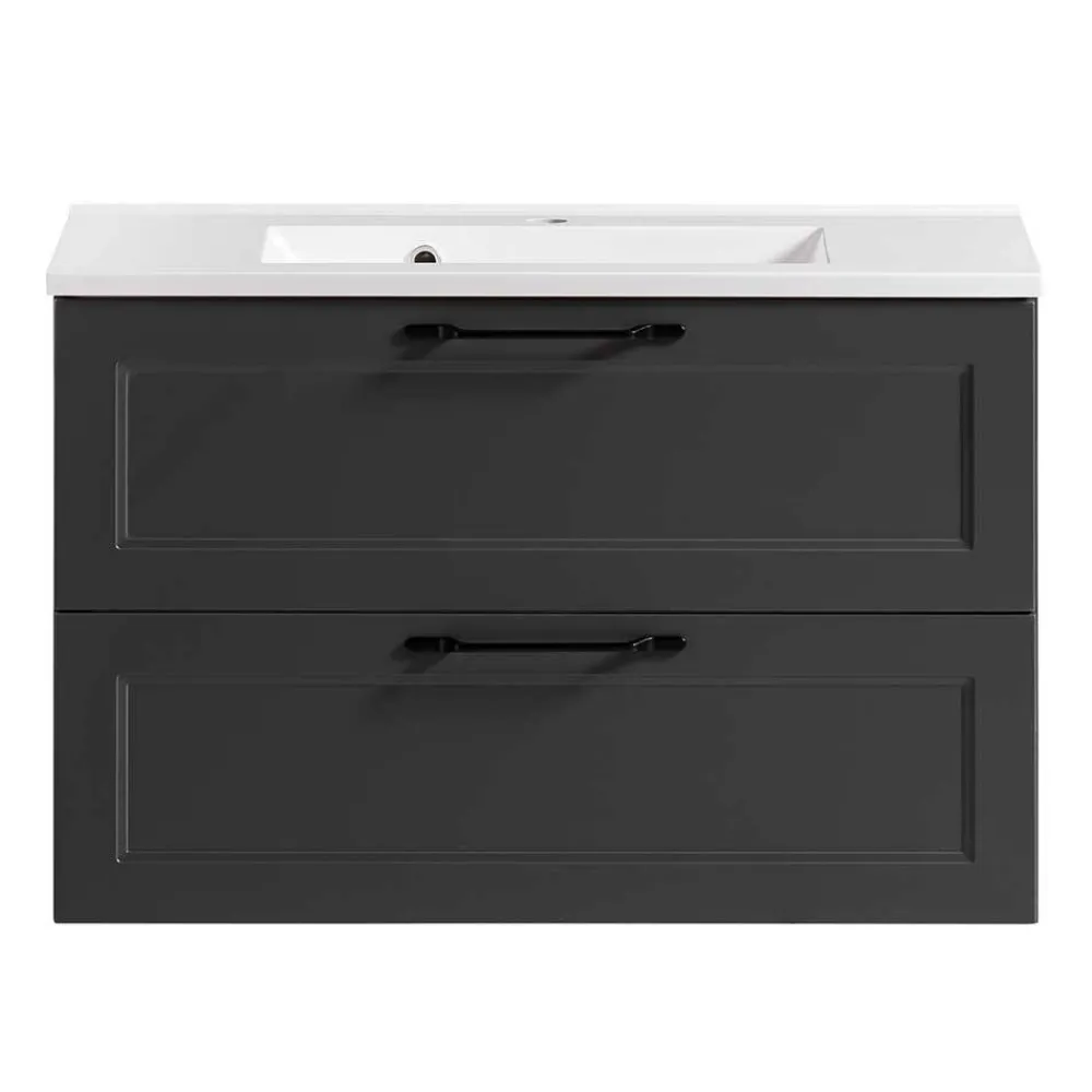 Wohnen Dunkelgraue Waschkonsole mit Einlassbecken - Novelya