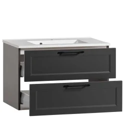 Wohnen Dunkelgraue Waschkonsole mit Einlassbecken - Novelya