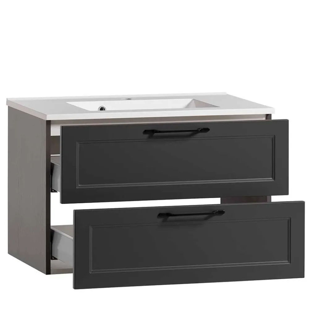 Wohnen Dunkelgraue Waschkonsole mit Einlassbecken - Novelya