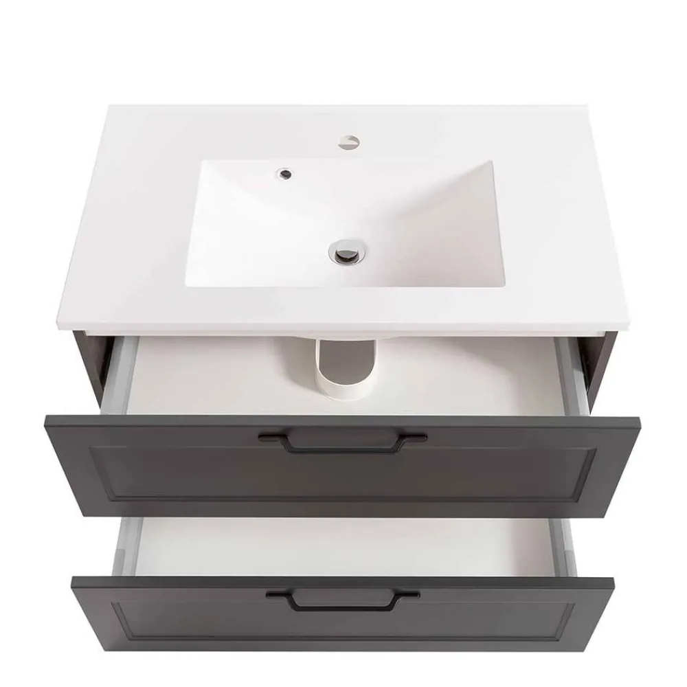 Wohnen Dunkelgraue Waschkonsole mit Einlassbecken - Novelya