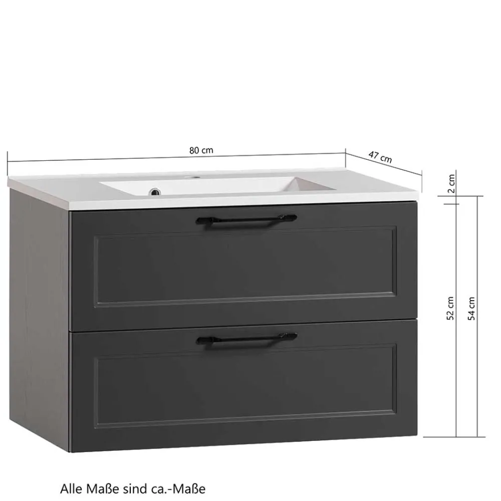 Wohnen Dunkelgraue Waschkonsole mit Einlassbecken - Novelya