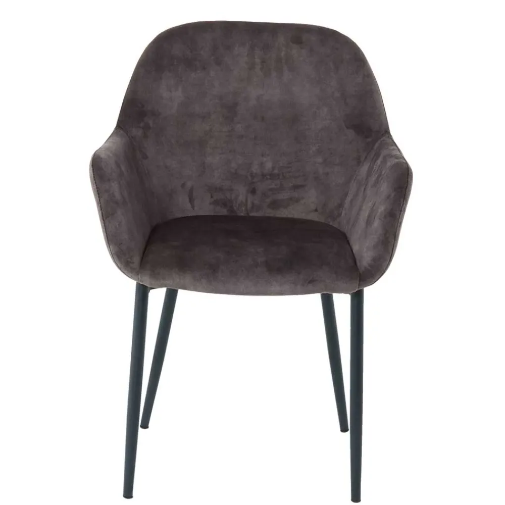 Wohnen Dunkelgrauer Armlehnenstuhl aus Samt - Estateas (2er Set)