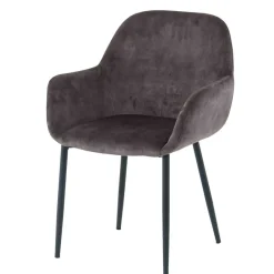 Wohnen Dunkelgrauer Armlehnenstuhl aus Samt - Estateas (2er Set)