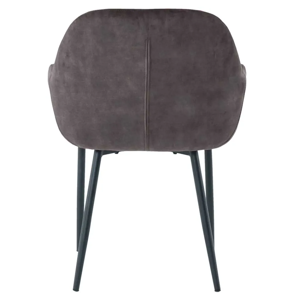 Wohnen Dunkelgrauer Armlehnenstuhl aus Samt - Estateas (2er Set)