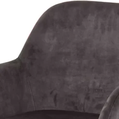 Wohnen Dunkelgrauer Armlehnenstuhl aus Samt - Estateas (2er Set)