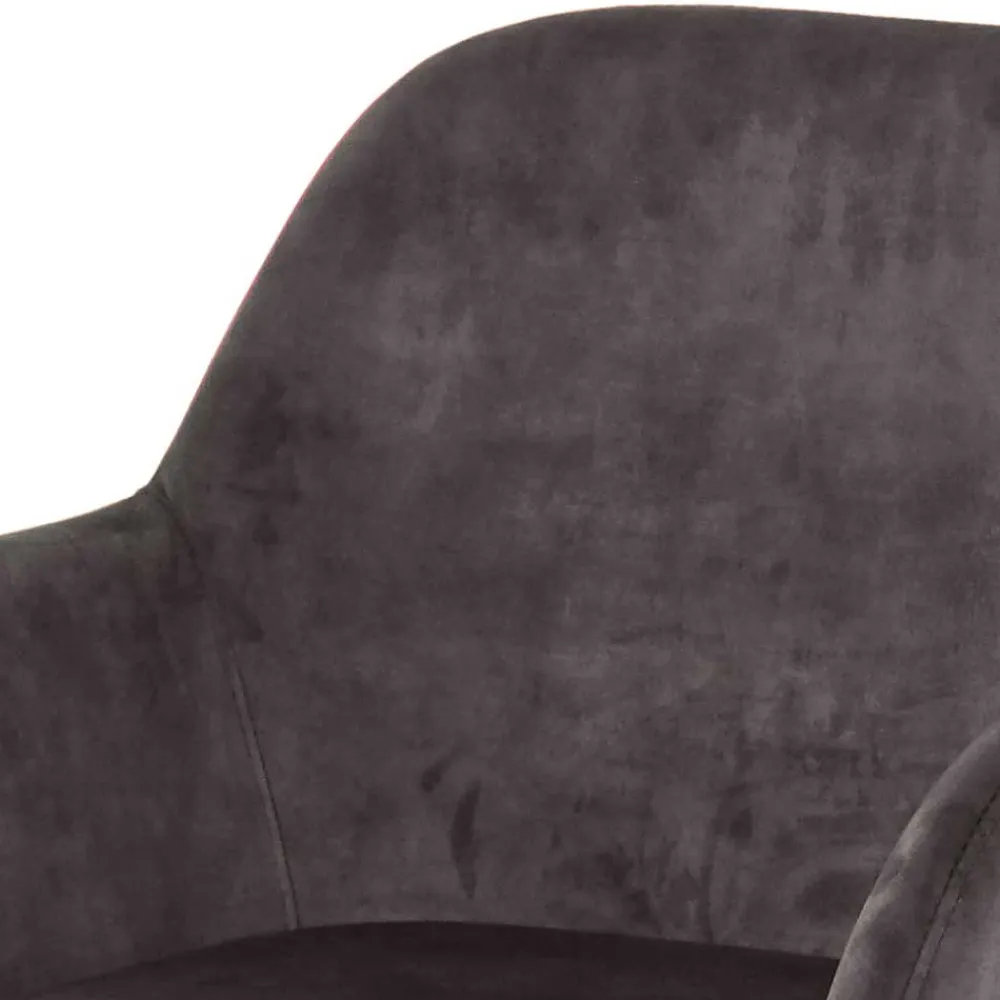 Wohnen Dunkelgrauer Armlehnenstuhl aus Samt - Estateas (2er Set)