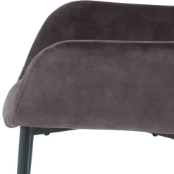 Wohnen Dunkelgrauer Armlehnenstuhl aus Samt - Estateas (2er Set)