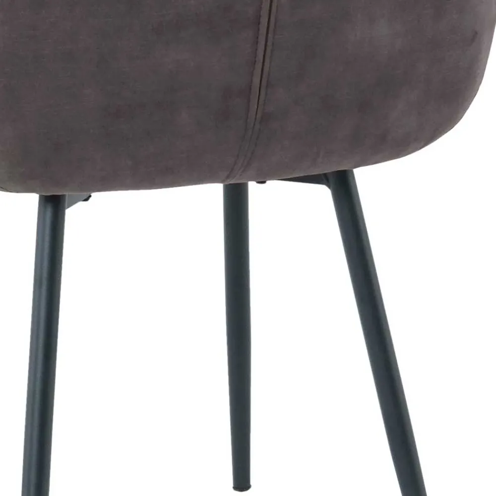 Wohnen Dunkelgrauer Armlehnenstuhl aus Samt - Estateas (2er Set)