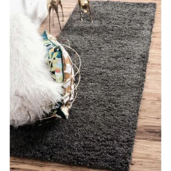 Wohnen Teppiche*Dunkelgrauer Teppich mit Hochflor - Rosarios