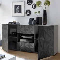 Wohnen Sideboards*Dunkelgraues Design-Sideboard in Hochglanz lackiert - Kuriasna