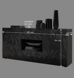 Wohnen Sideboards*Dunkelgraues Design-Sideboard in Hochglanz lackiert - Kuriasna