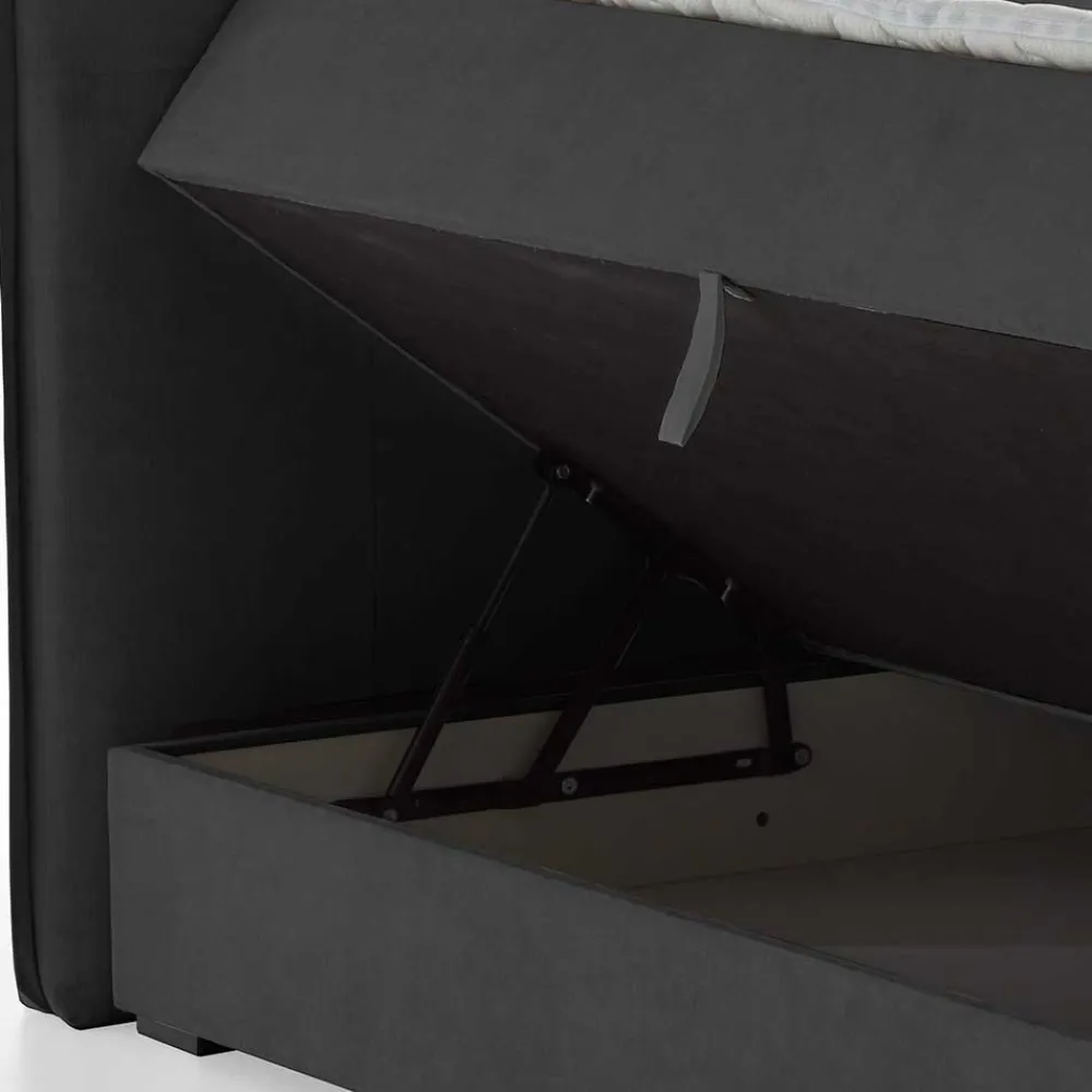 Wohnen Dunkelgraues Polsterbett mit Bettkasten - Epos