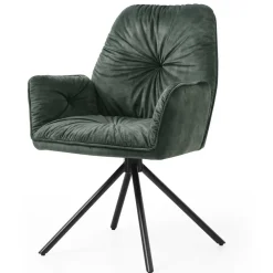 Wohnen Küchenstühle|Wohnzimmerstühle*Dunkelgrüner Samt Esstischsessel drehbar - Kadiz