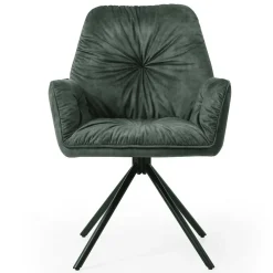 Wohnen Küchenstühle|Wohnzimmerstühle*Dunkelgrüner Samt Esstischsessel drehbar - Kadiz