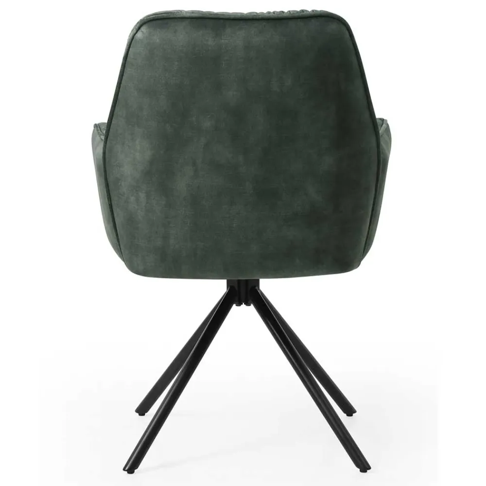 Wohnen Küchenstühle|Wohnzimmerstühle*Dunkelgrüner Samt Esstischsessel drehbar - Kadiz