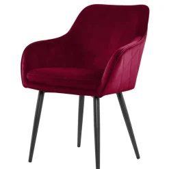 Wohnen Dunkelroter Tischsessel aus Samt - Laydia