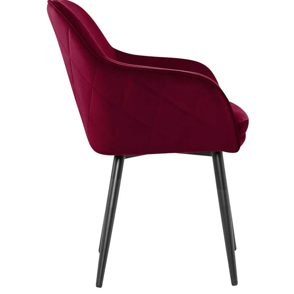 Wohnen Dunkelroter Tischsessel aus Samt - Laydia
