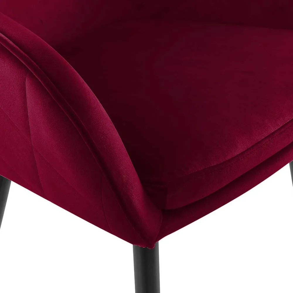 Wohnen Dunkelroter Tischsessel aus Samt - Laydia