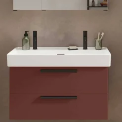 Wohnen Dunkelroter Waschtisch für zwei Armaturen - Exeler