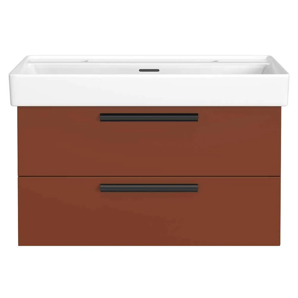 Wohnen Dunkelroter Waschtisch für zwei Armaturen - Exeler